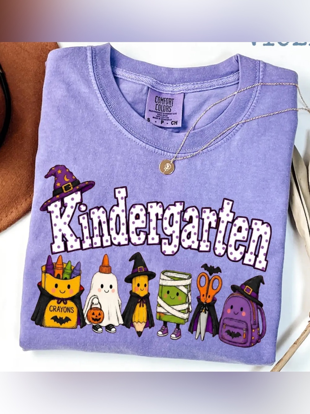 Comfort Colors Kindergarten Halloween Teacher Tee Spooky Pencil Teacher Gift
